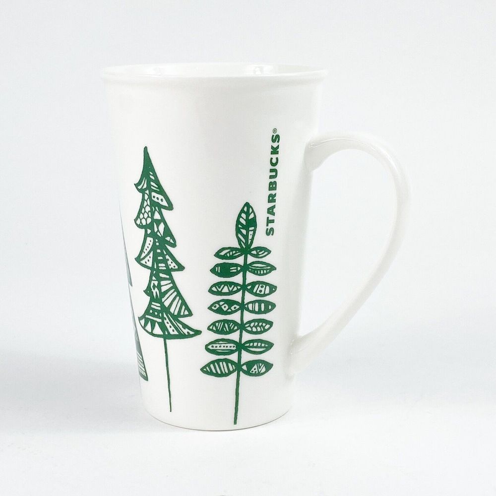 Starbucks Coffee Mug Christmas Trees Tall Latte Cup 17.8 oz 2015 Holiday